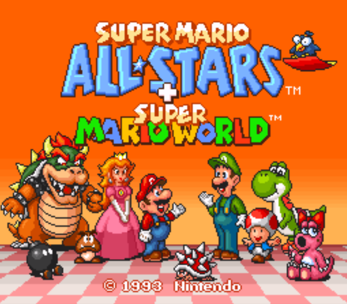 Super Mario All Stars and Super Mario World Title Screen